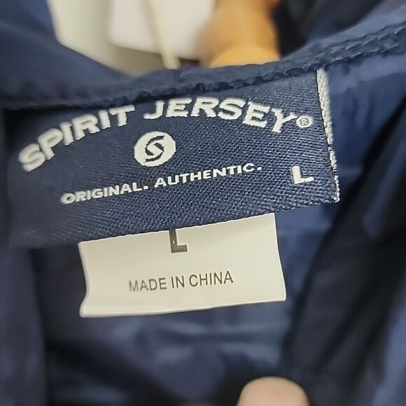 NWOT. Spirit Jersey L Pull over light weight nylon jacket wind breaker w/ hood - Picture 2 of 3